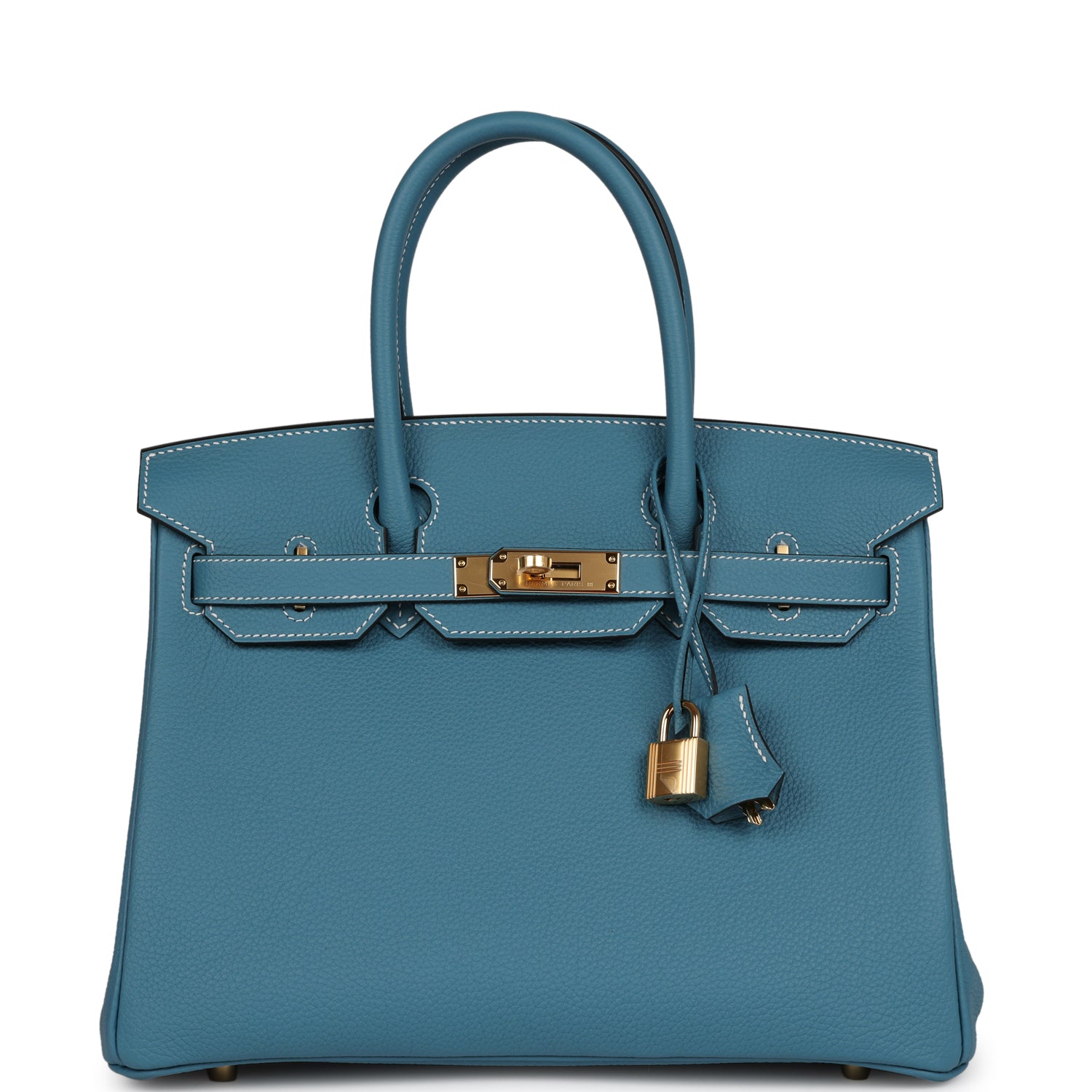 HMS Birkin 30 Blue Jean Togo Gold Hardware