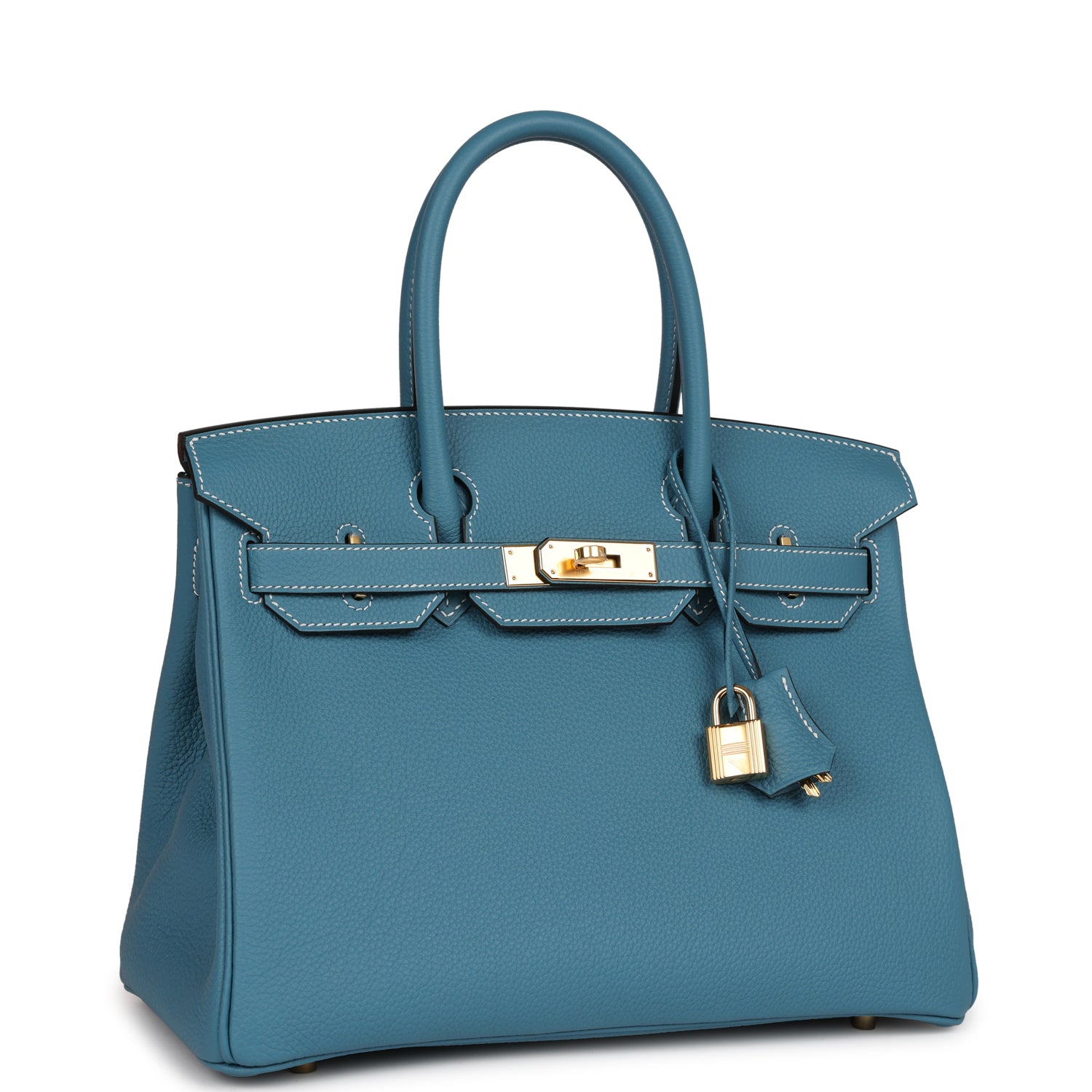 HMS Birkin 30 Blue Jean Togo Gold Hardware