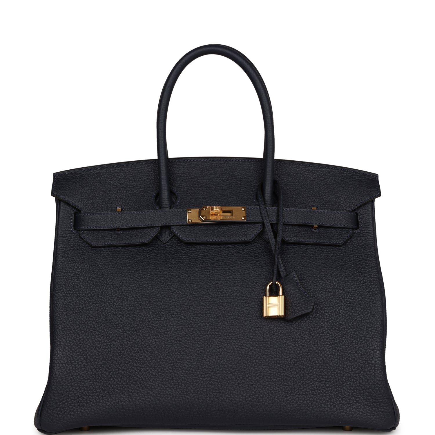 HMS Birkin 35 Bleu Nuit Togo Gold Hardware