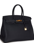 HMS Birkin 35 Bleu Nuit Togo Gold Hardware