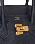 HMS Birkin 35 Bleu Nuit Togo Gold Hardware