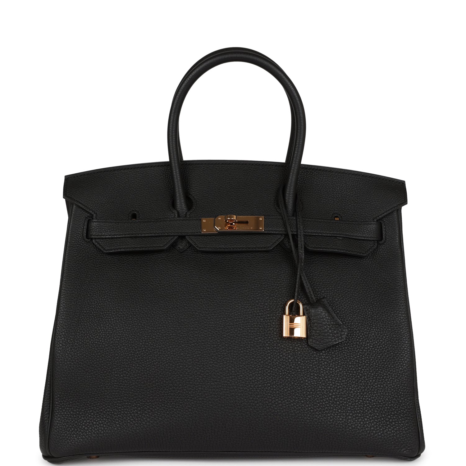 Top Quality HMS Birkin 35 Black Togo Rose Gold Hardware