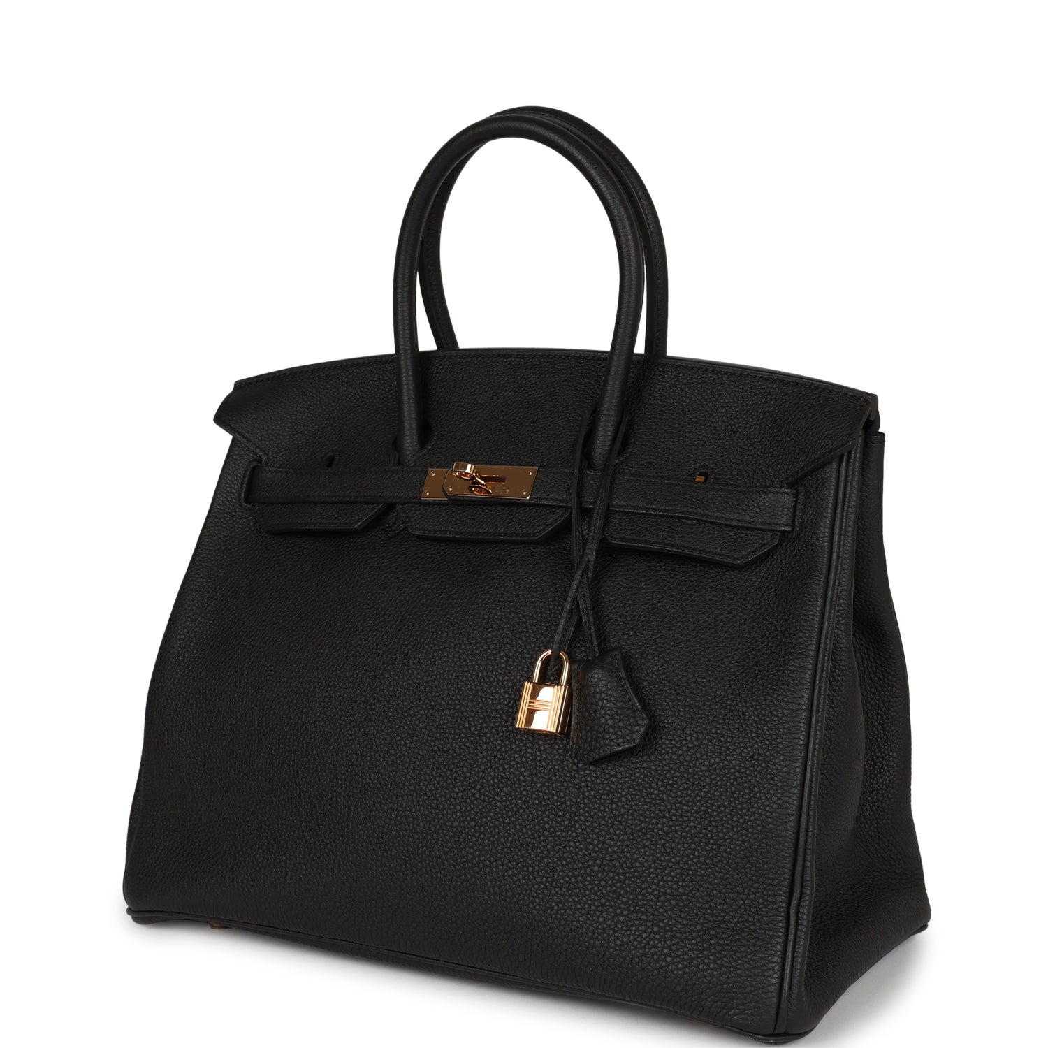 Top Quality HMS Birkin 35 Black Togo Rose Gold Hardware