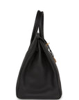 Top Quality HMS Birkin 35 Black Togo Rose Gold Hardware