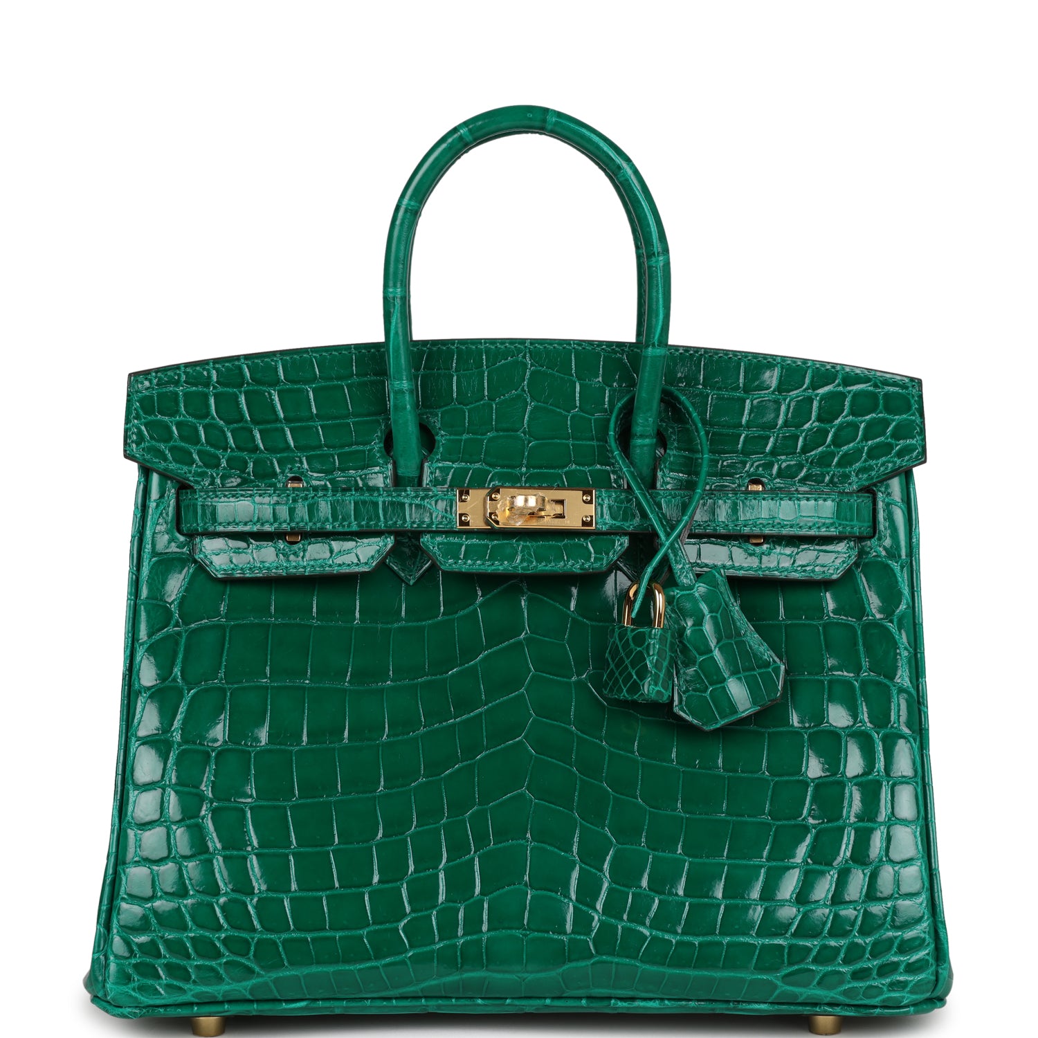 HMS Birkin 25 Emerald Shiny Niloticus Crocodile Gold Hardware
