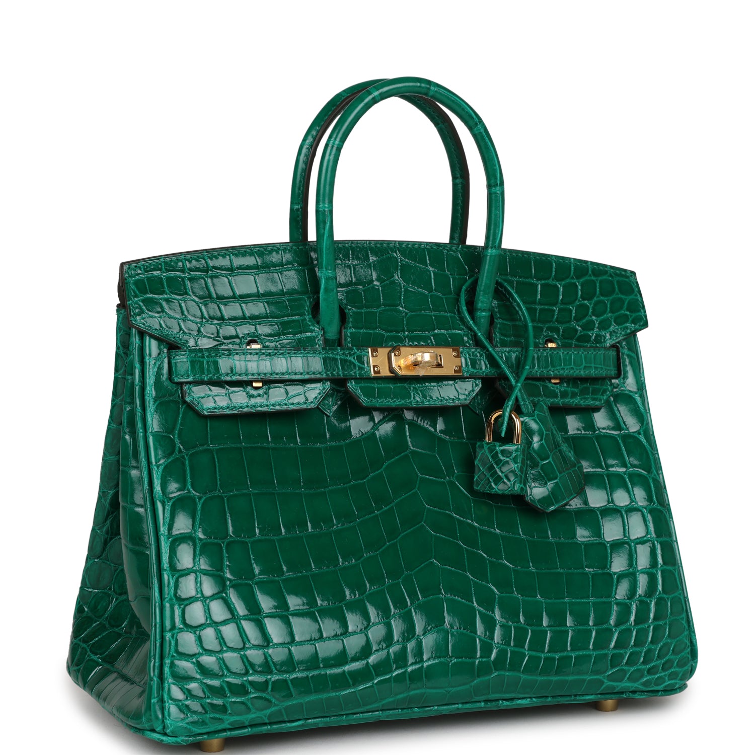 HMS Birkin 25 Emerald Shiny Niloticus Crocodile Gold Hardware