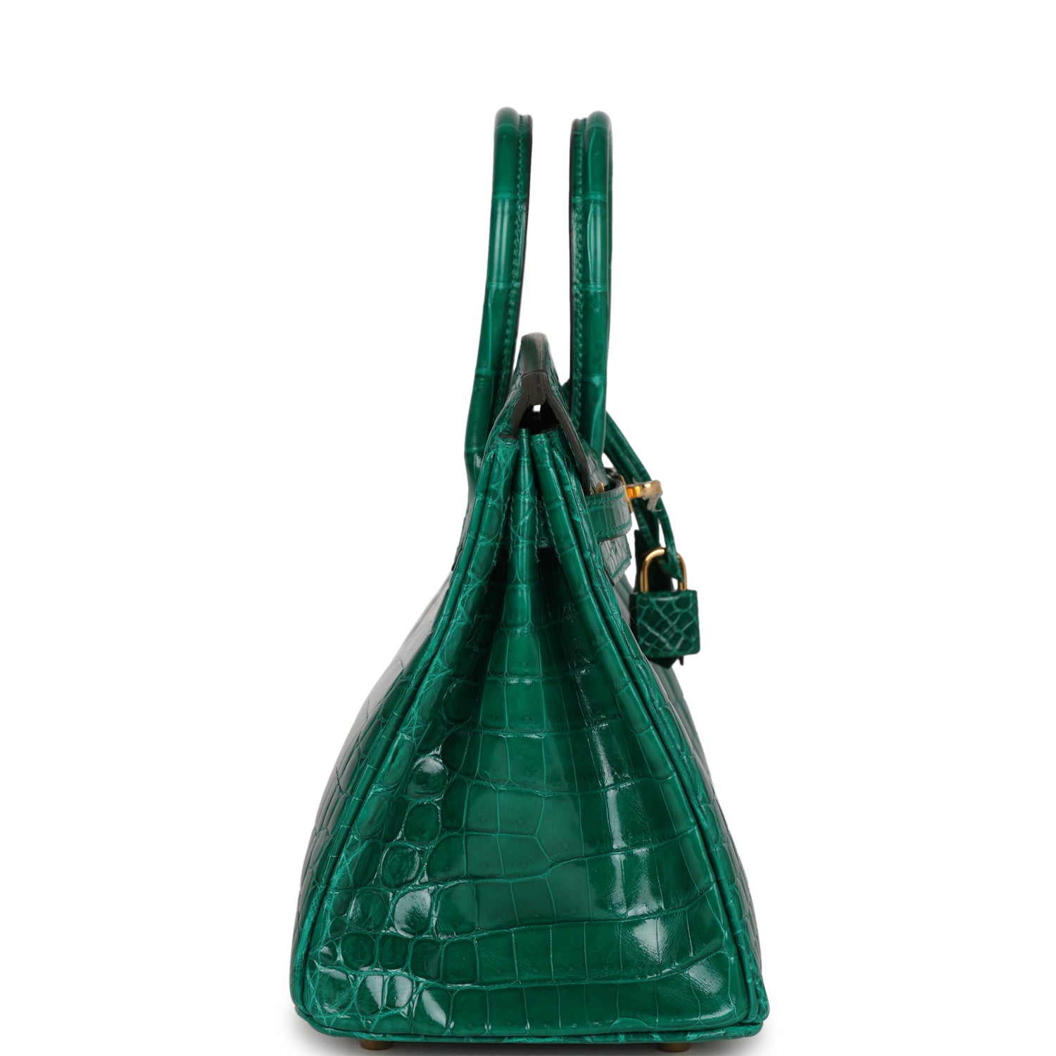 HMS Birkin 25 Emerald Shiny Niloticus Crocodile Gold Hardware