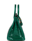 HMS Birkin 25 Emerald Shiny Niloticus Crocodile Gold Hardware