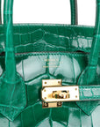 HMS Birkin 25 Emerald Shiny Niloticus Crocodile Gold Hardware