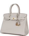 HMS Birkin 30 Gris Pale Epsom Gold Hardware