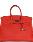 Top Quality HMS Birkin 35 Rouge Tomate Togo Palladium Hardware