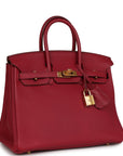 Top Quality HMS Birkin 25 Rubis Togo Gold Hardware