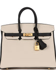 HMS Special Order (HSS) Birkin 25 Craie and Black Togo Brushed Gold Hardware