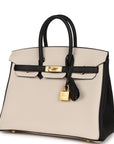 HMS Special Order (HSS) Birkin 25 Craie and Black Togo Brushed Gold Hardware