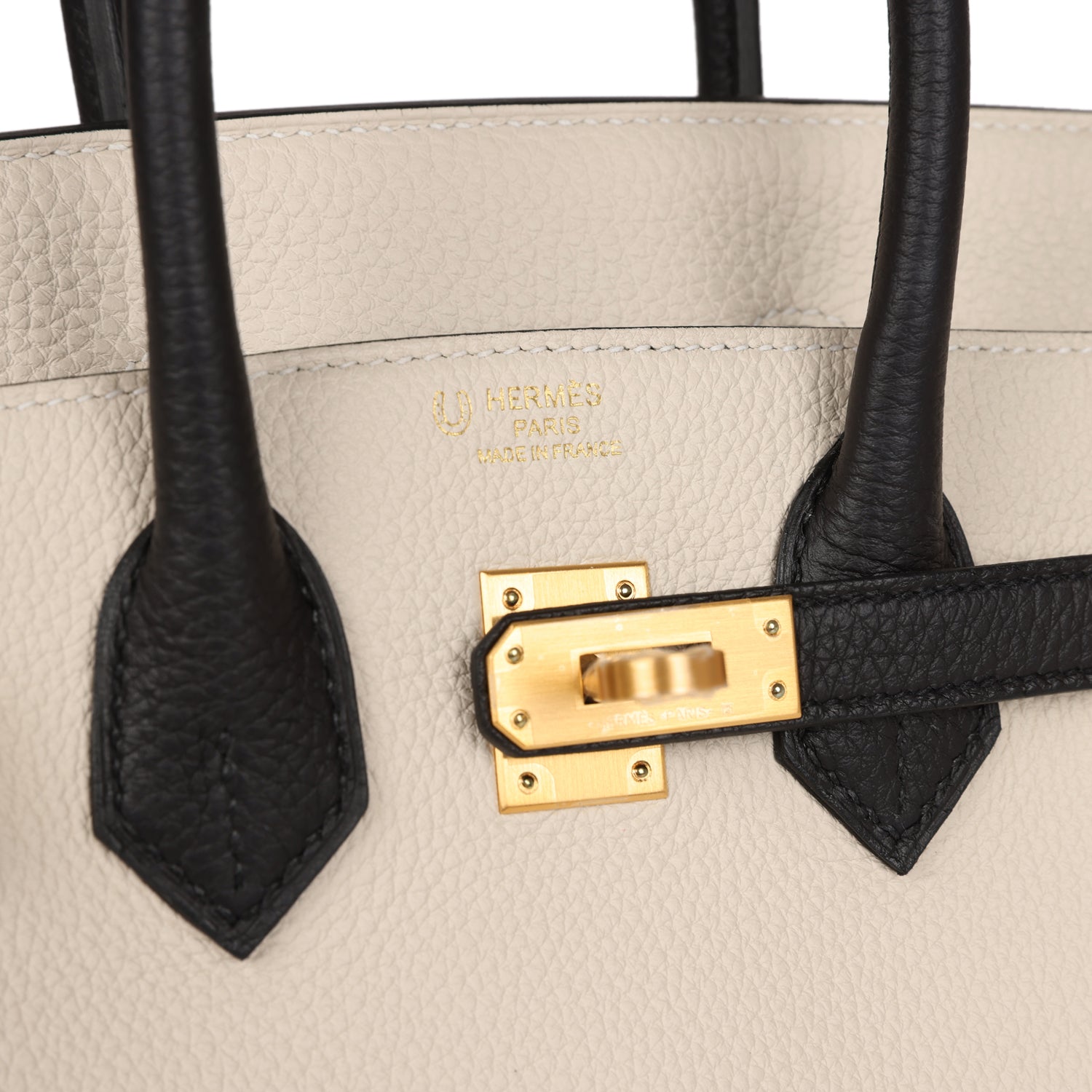 HMS Special Order (HSS) Birkin 25 Craie and Black Togo Brushed Gold Hardware