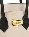 HMS Special Order (HSS) Birkin 25 Craie and Black Togo Brushed Gold Hardware