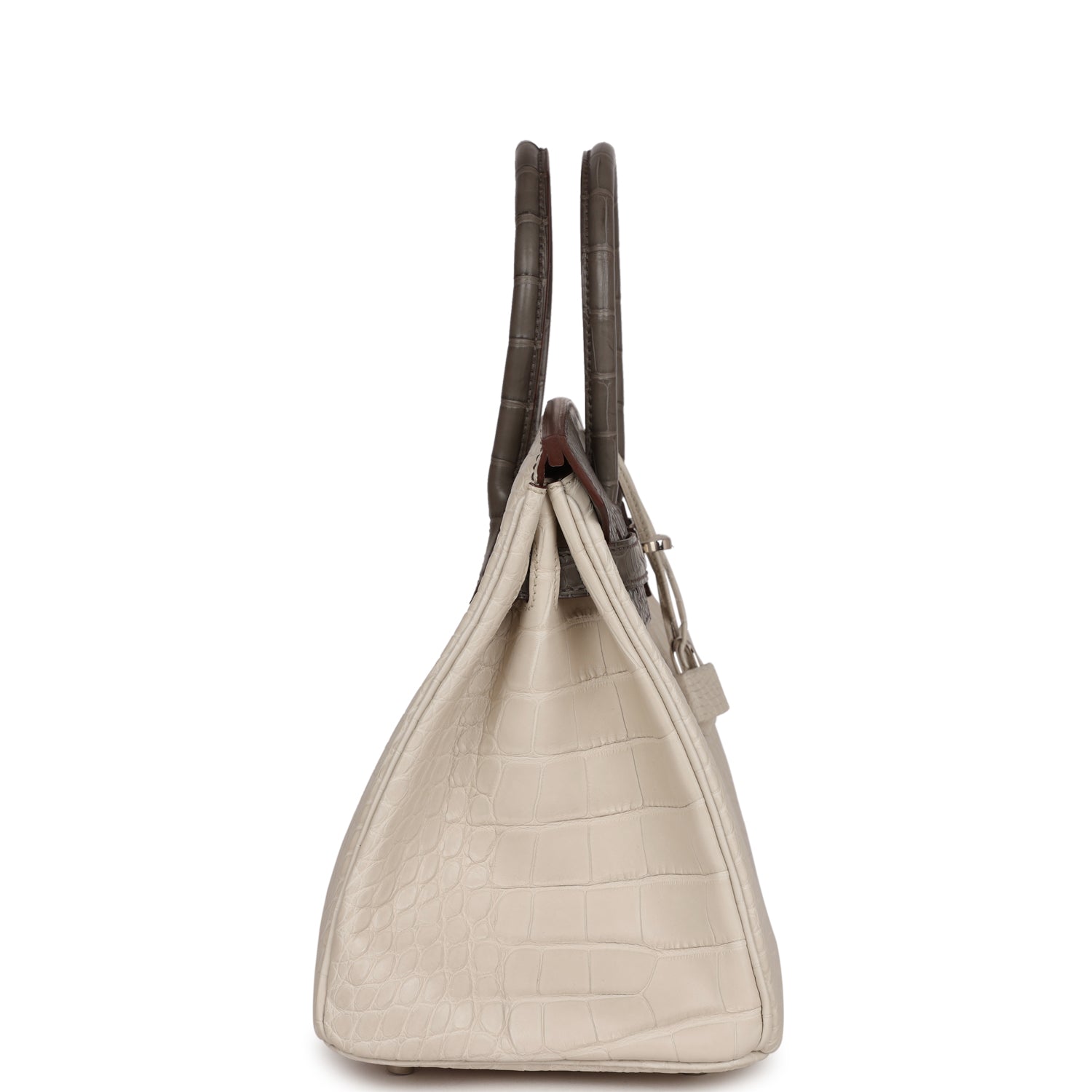 HMS Bi-color Birkin 30 Beton and Etain Matte Alligator Palladium Hardware