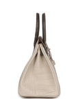 HMS Bi-color Birkin 30 Beton and Etain Matte Alligator Palladium Hardware