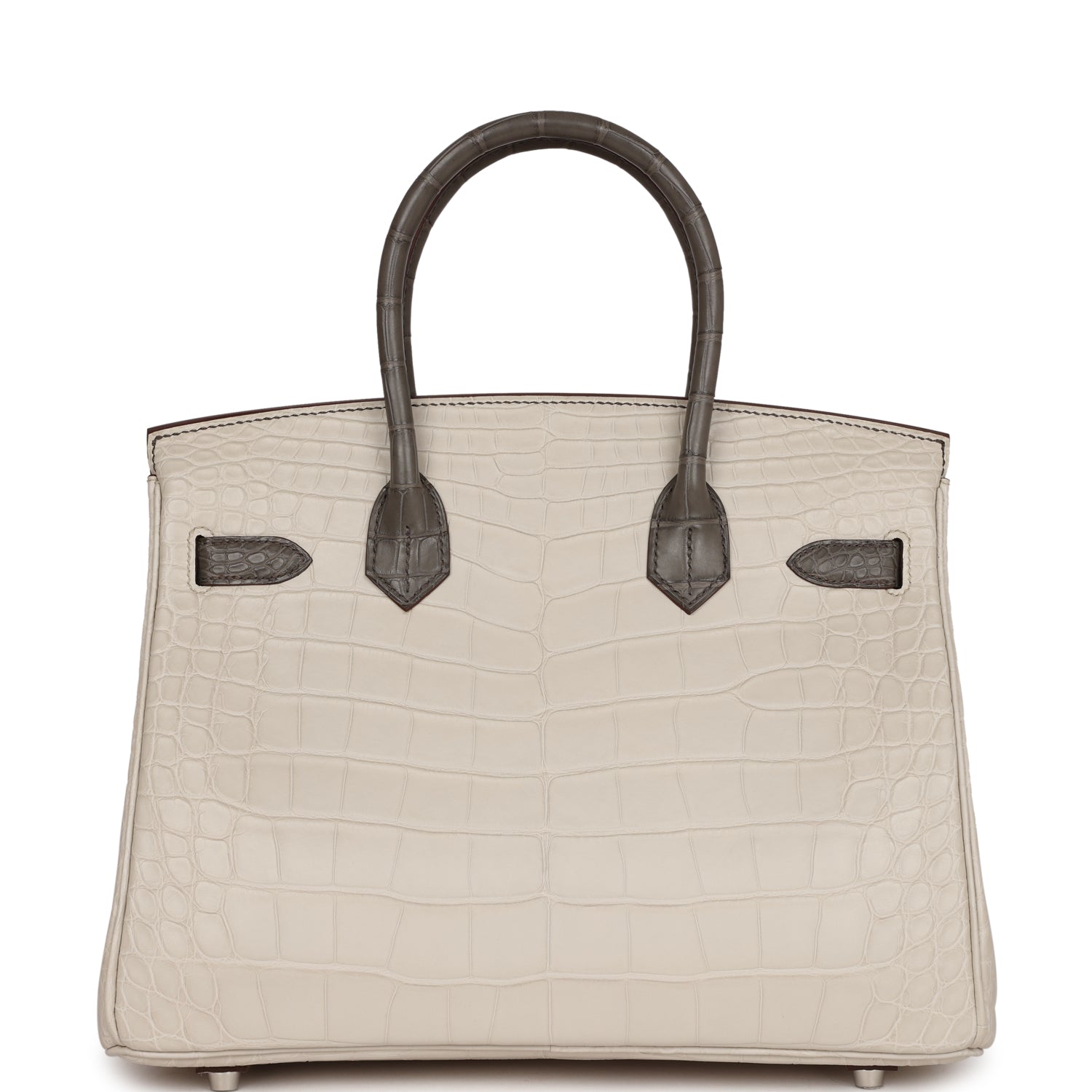 HMS Bi-color Birkin 30 Beton and Etain Matte Alligator Palladium Hardware