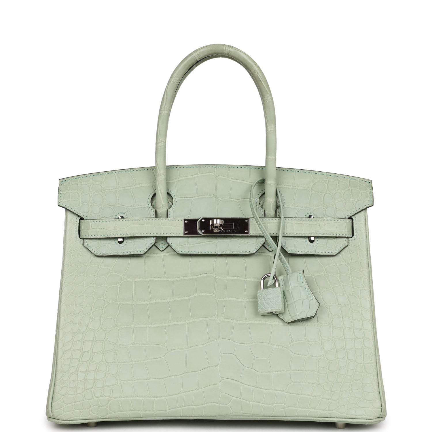Top Quality HMS Birkin 30 Vert D'Eau Matte Alligator Palladium Hardware