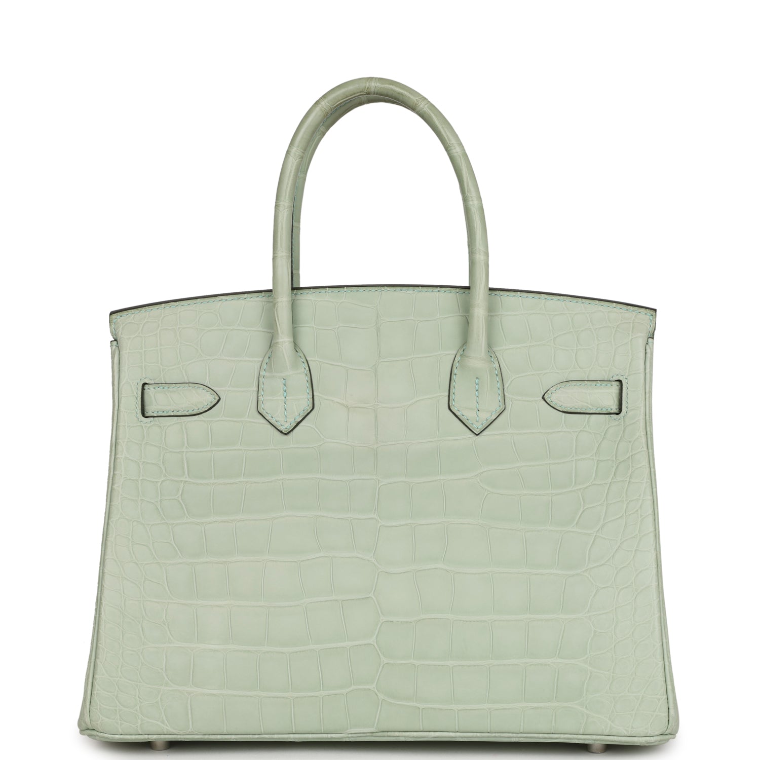 Top Quality HMS Birkin 30 Vert D'Eau Matte Alligator Palladium Hardware