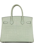 Top Quality HMS Birkin 30 Vert D'Eau Matte Alligator Palladium Hardware