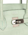 Top Quality HMS Birkin 30 Vert D'Eau Matte Alligator Palladium Hardware
