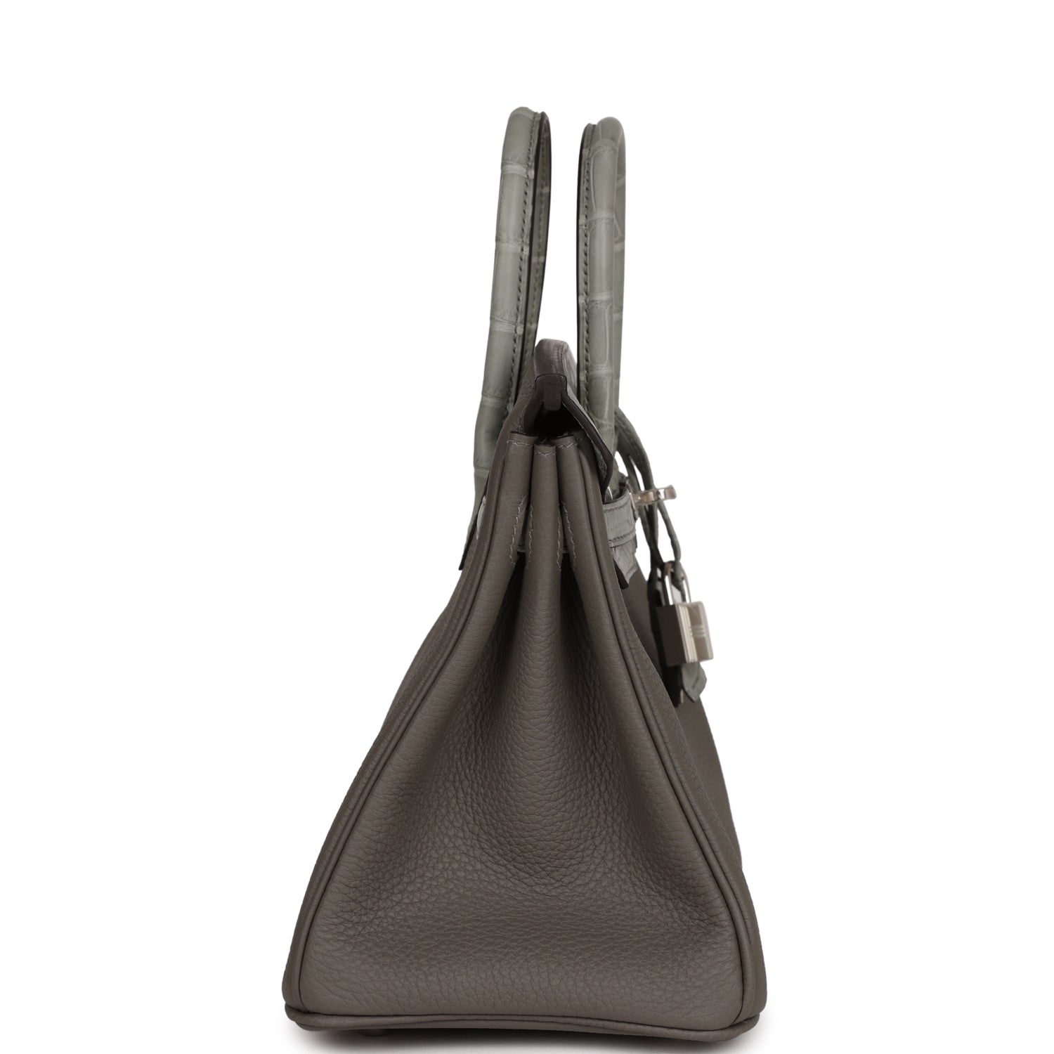 HMS Birkin 25 Gris Meyer Togo and Gris Ciment Matte Alligator Touch Palladium Hardware