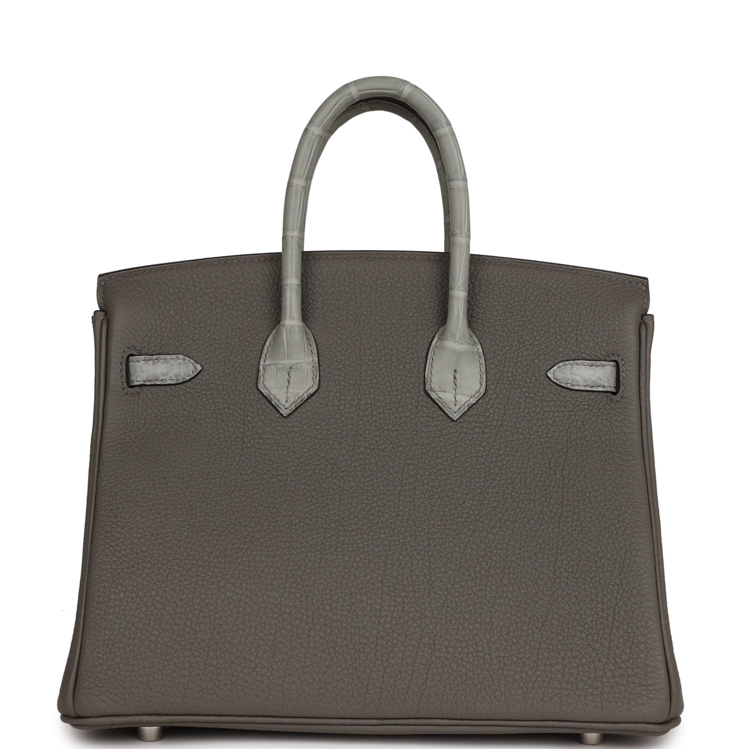 HMS Birkin 25 Gris Meyer Togo and Gris Ciment Matte Alligator Touch Palladium Hardware