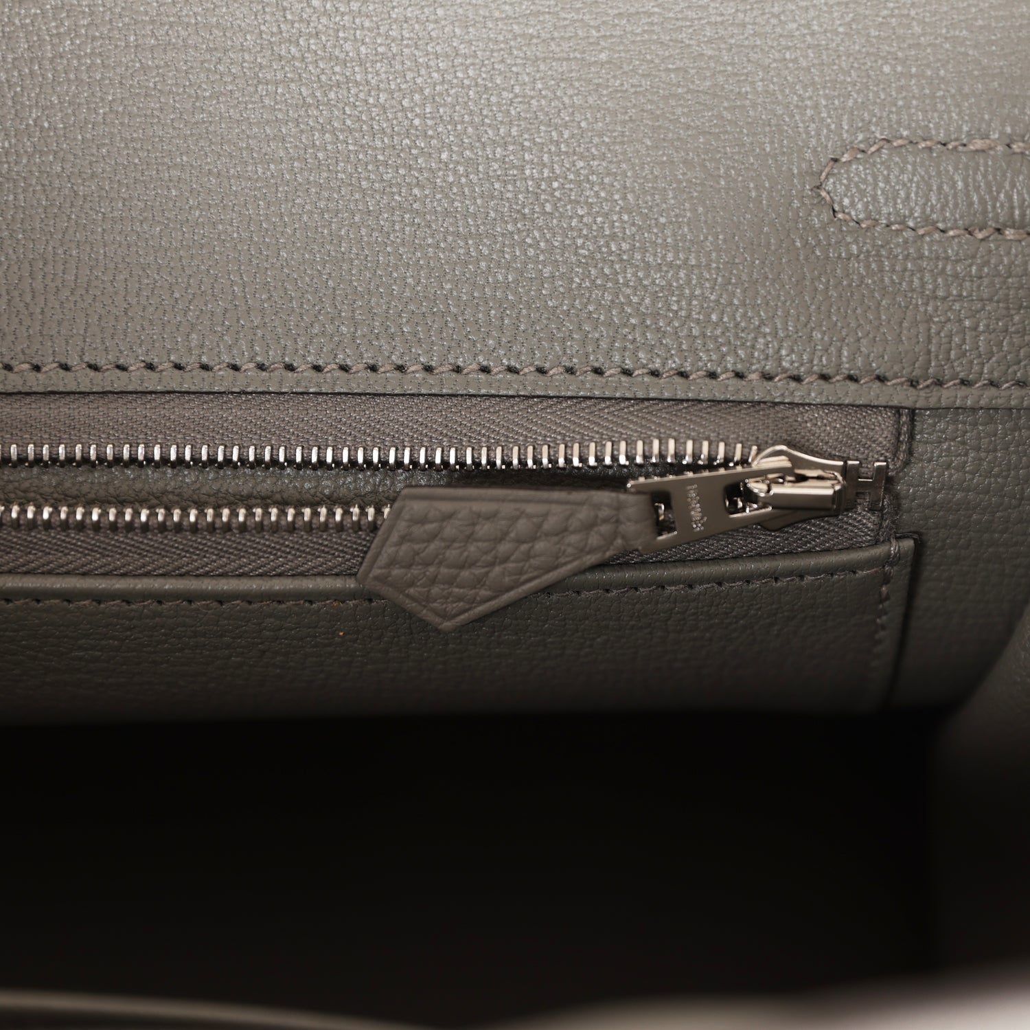 HMS Birkin 25 Gris Meyer Togo and Gris Ciment Matte Alligator Touch Palladium Hardware