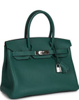 Top Quality HMS Birkin 30 Malachite Togo Palladium Hardware