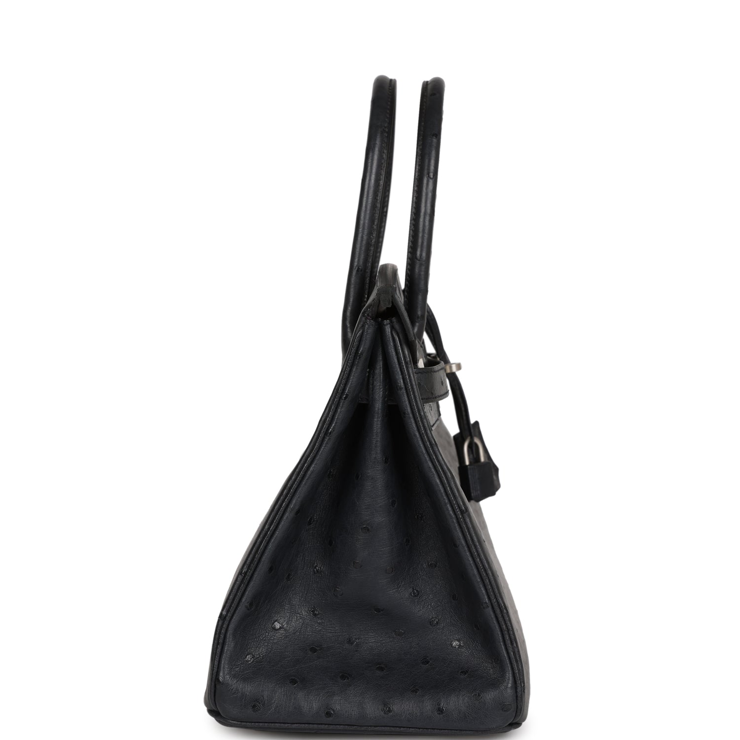 Top Quality HMS Special Order (HSS) Birkin 30 Black Verso Ostrich Brushed Palladium Hardware