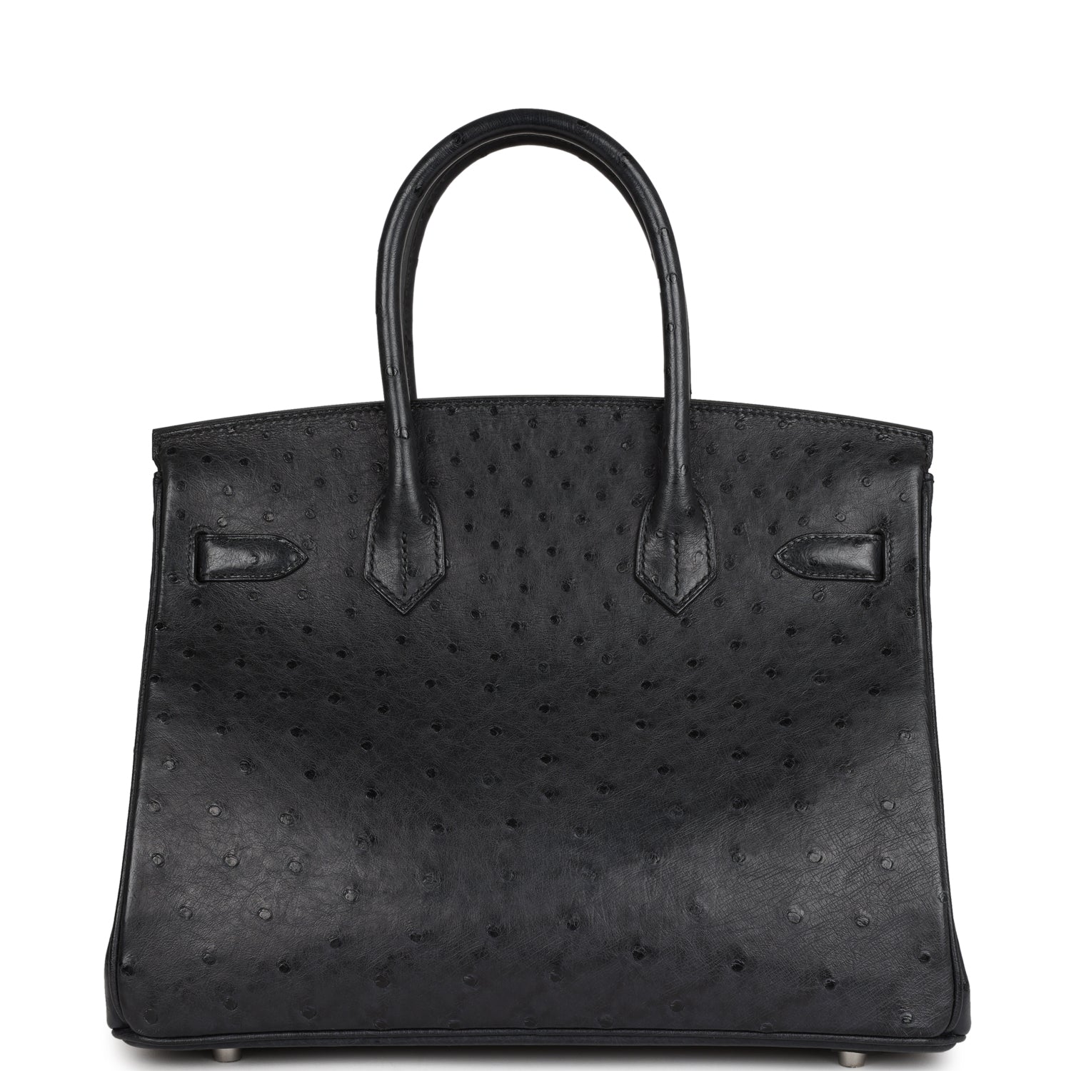 Top Quality HMS Special Order (HSS) Birkin 30 Black Verso Ostrich Brushed Palladium Hardware
