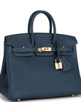 HMS Birkin 25 Bleu De Prusse Togo Gold Hardware