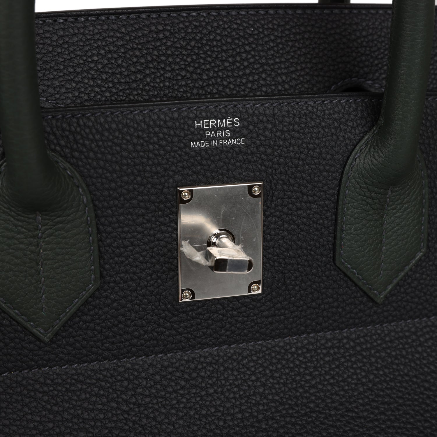 HMS HAC Birkin 40 Caban and Vert Fonce Evercolor and Togo Palladium Hardware