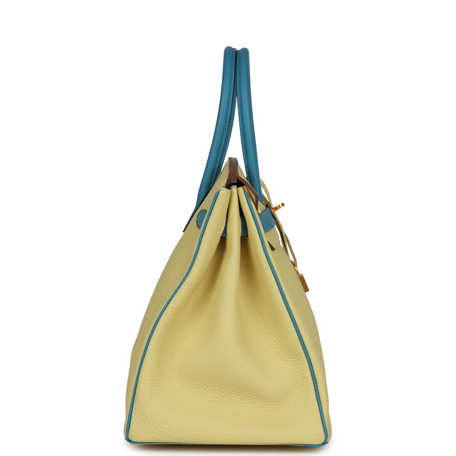 HMS Special Order (HSS) Birkin 35 Jaune Poussin and Bleu Paradise Togo Brushed Gold Hardware