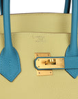 HMS Special Order (HSS) Birkin 35 Jaune Poussin and Bleu Paradise Togo Brushed Gold Hardware