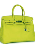 Top Quality HMS Birkin 35 Kiwi Swift Palladium Hardware