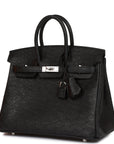 HMS Birkin 25 Black Ostrich Palladium Hardware