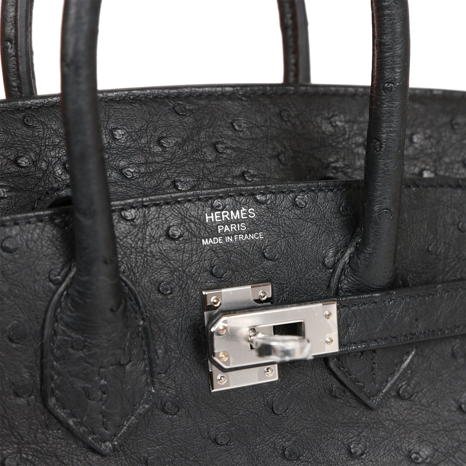 HMS Birkin 25 Black Ostrich Palladium Hardware