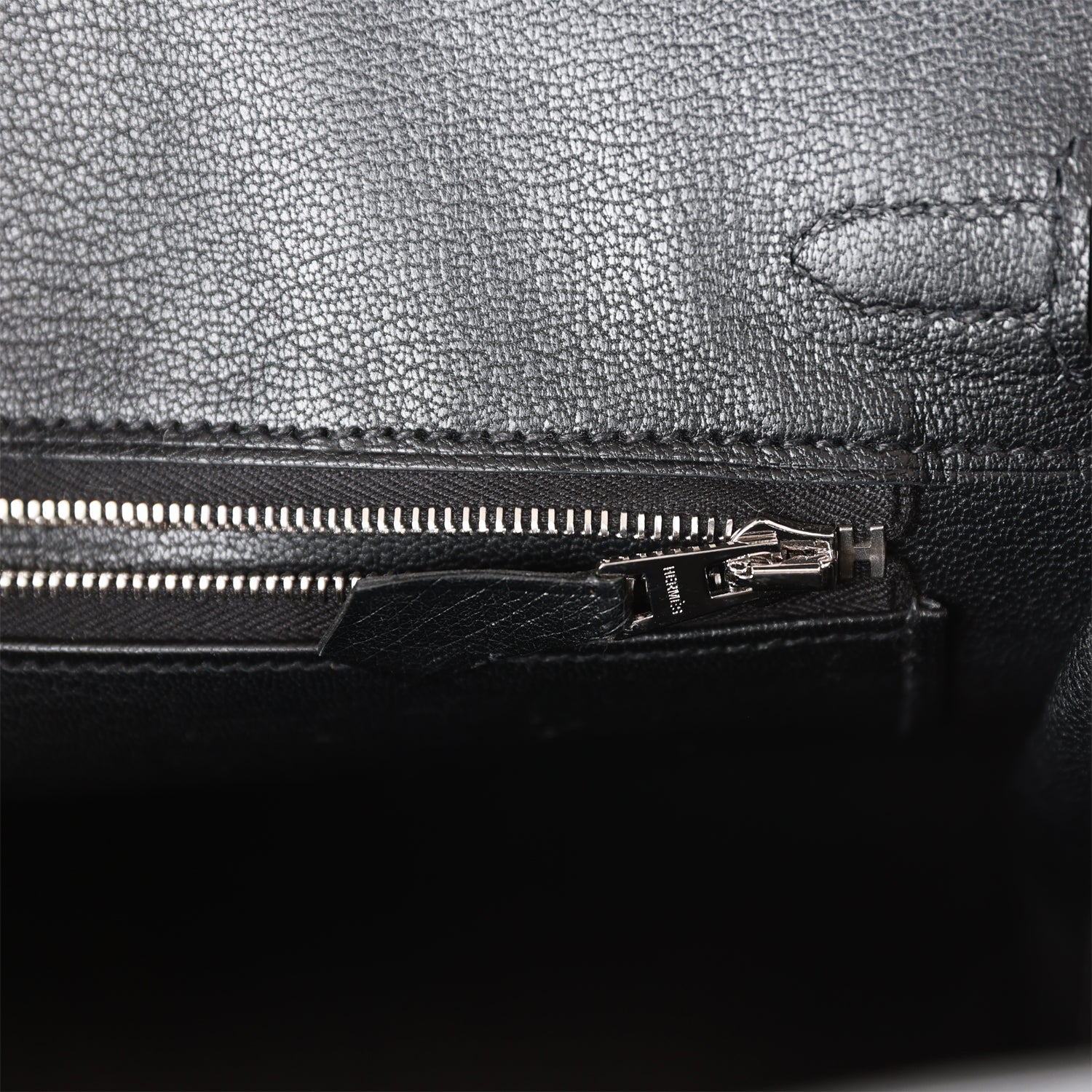 HMS Birkin 25 Black Ostrich Palladium Hardware
