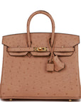 HMS Birkin 25 Chai Ostrich Gold Hardware