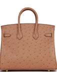 HMS Birkin 25 Chai Ostrich Gold Hardware