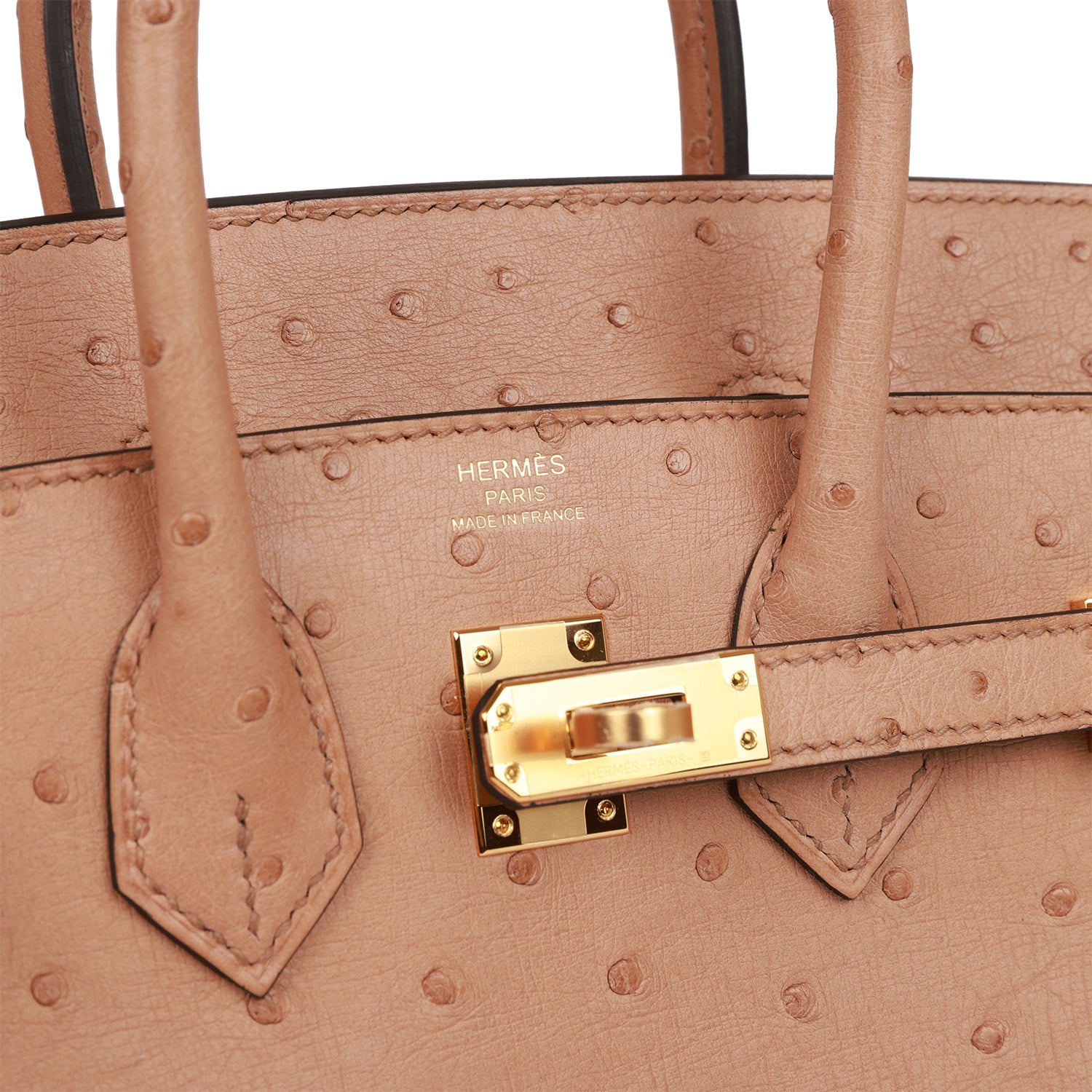 HMS Birkin 25 Chai Ostrich Gold Hardware