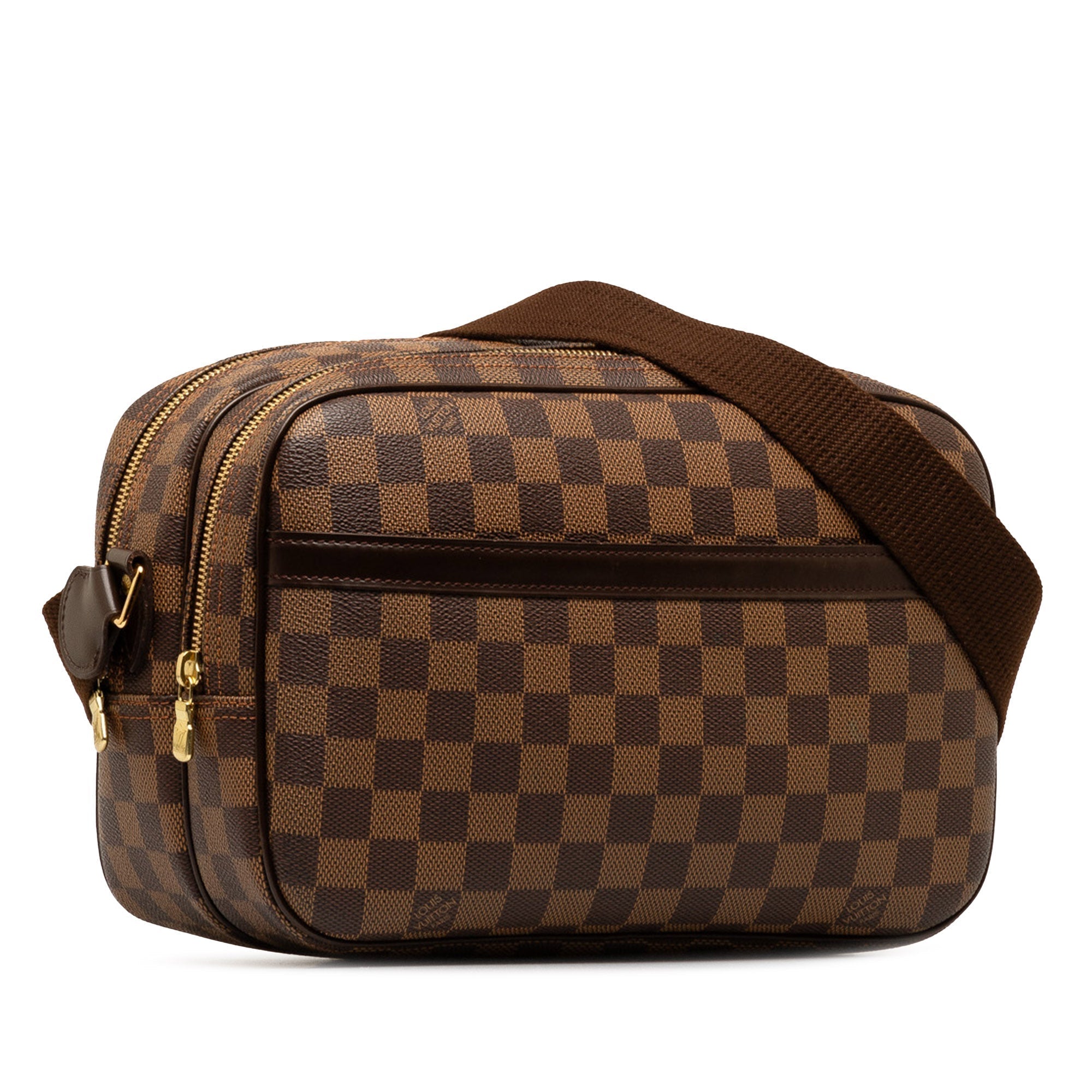Brown LV Damier Ebene Reporter PM Crossbody Bag