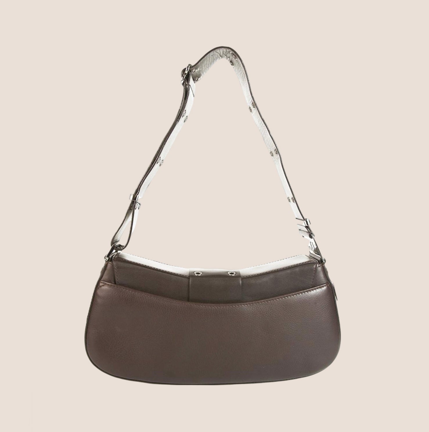 CHRISTIAN D1OR BROWN LEATHER STREET CHIC COLUMBUS SHOULDER BAG