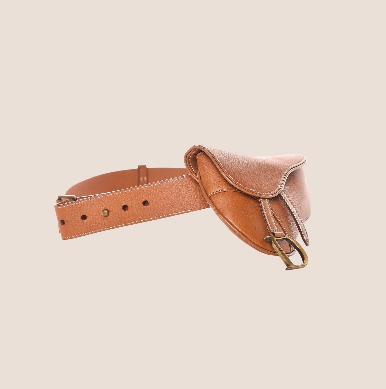 CHRISTIAN D1OR 2003 TAN SADDLE BELT BAG