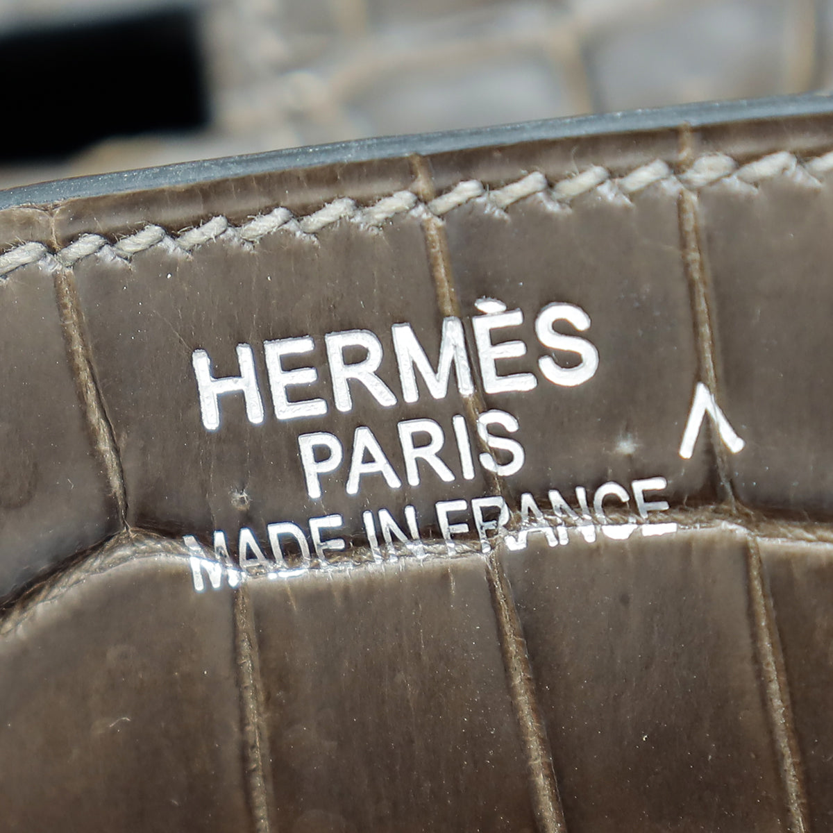 HMS Gris Tourterelle Porosus Crocodile Birkin 35 Bag