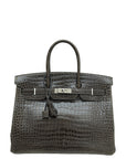 HMS Gris Tourterelle Porosus Crocodile Birkin 35 Bag