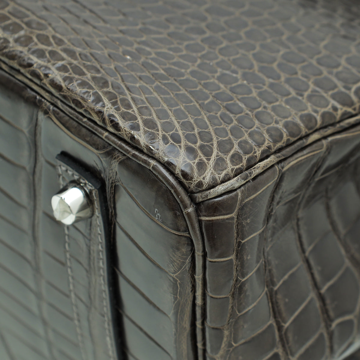 HMS Gris Tourterelle Porosus Crocodile Birkin 35 Bag